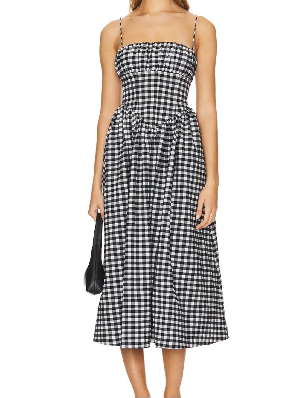NWOT Ronny Kobo Barrett Dress in Black & White Gingham Midi Dress
